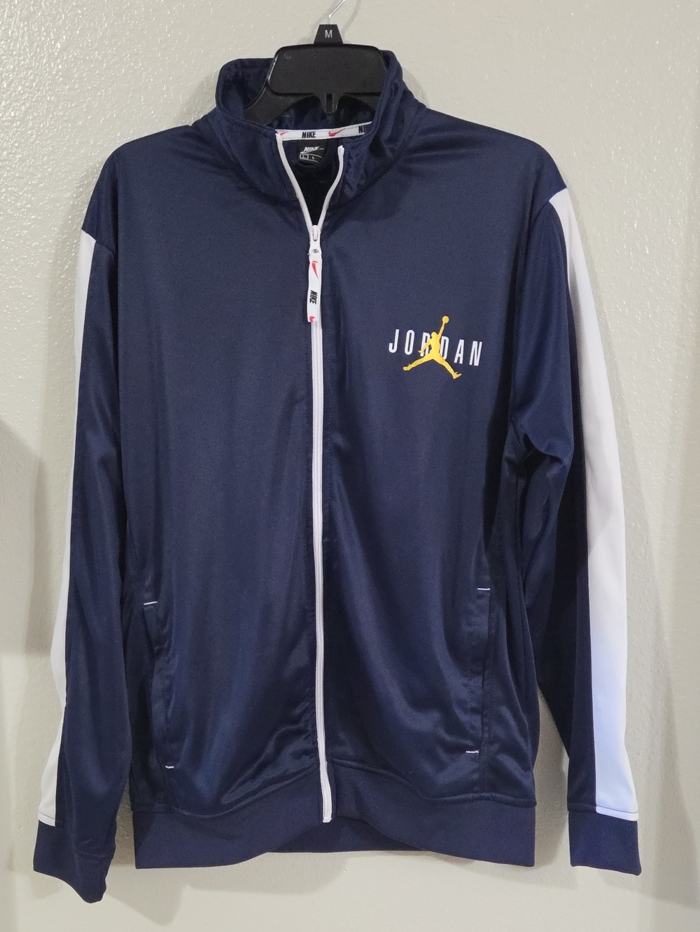 Jordan Jumpman Full-zip Navy Track Jacket with White Panels and Gold Logo